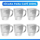 Kit 6 Xícara Caneca Copo De Vidro Transparente Café Chá Cappuccino Alça 200ml