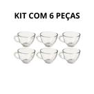 KIT 6 Xícara Caneca Cristal Pérola Bolinha para Café Chá Cappuccino - 220ml