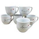 Kit 6 Xícara Frases Delicadas Café Chá Cappuccino Porcelana Estampa:paris 170ml