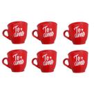 Kit 6 Xícaras Café 70ml Estampadas Te Amo Vermelho Kit 6 Xícaras Café 70ml Estampadas Te Amo Vermelho