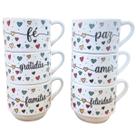Kit 6 Xícaras Café Chá 200ml Porcelana Frases Motivacionais Kit 6 Xícaras Café Chá 200ml Porcelana Frases Motivacionais