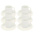 Kit 6 Xícaras Café Com Pires 65ml em Porcelana Branca Kit 6 Xícaras Café Com Pires 65ml em Porcelana Branca