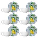 Kit 6 Xícaras Cerâmica Chá Café Pires Lemon Xadrez 85ml Kit 6 Xícaras Cerâmica Chá Café Pires Lemon Xadrez 85ml