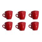 Kit 6 xicaras de café 70ml acrilico/plastico 5cm altura por 6cm diametro (pequena) plastico vermelho