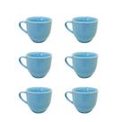 Kit 6 xicaras de cha ceramica 170ml azul