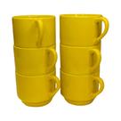 Kit 6 Xícaras de Porcelana 200ml Empilháveis Amarelas Estilo Hotel, Café, Chá e Restaurante