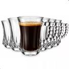 Kit 6 Xícaras de Vidro 150ml Transparente Resistente Caneca Chá Café Cappuccino Com Alça de Bolinhas Canelado -