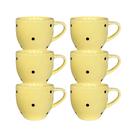 Kit 6 Xícaras Paris Porcelana Amarela Decoradas Bolinhas 170 ML