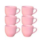 Kit 6 Xícaras Paris Porcelana Rosa 170ml