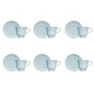 Kit 6 Xícaras Pires Chá Azul Vintag Cottage Germer Porcelana Kit 6 Xícaras Pires Chá Azul Vintag Cottage Germer Porcelana