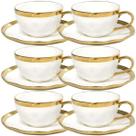 Kit 6 Xícaras Porcelana Branco E Dourado Dubai 200ml - Wolff