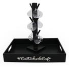 Kit 6 Xicaras Suporte Acrílico Cristal Bandeja Cantinho Café
