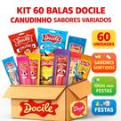 Kit 60 Balas Canudinho Docile Sabores Variados Bala Mastigável Sortida