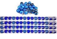 Kit 60 Bolas Natal Mista Glitter, Fosca, Lisa Azul Royal Mini 3cm - Master Christmas
