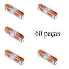 Kit 60 Conectores de Emenda Com Alavanca 221-2411 2 Condutores 0,2mm² à 4,0mm² Wago