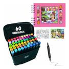 Kit 60 Cores Canetinhas Touch Com Ponta Dupla Marcadores + Livro bobbie goods Kit 60 Cores Canetinhas Touch Com Ponta Dupla Marcadores + Livro bobbie goods
