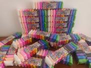 Kit 60 massinhas EVA Pula-Pula (c/ 100gr) + 10 ferramentas de modelar (12 cores)