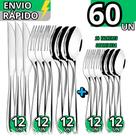 Kit 60 Talheres em Inox Premium 12 Garfo 12 Faca 12 Colher 12 Colher de Sobremesa 12 Garfo Sobremesa