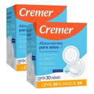 Kit 60 undades de Absorvente Descartavéis Para Seios Toque Suave Cremer