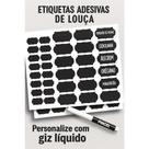 KIT 68 Adesivos de Quadro Negro Reutilizáveis Com Caneta Para Cozinha e Despensa