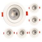 Kit 6Und Spot Led Branco Neutro 4000K 12W Direcionável Redondo Bivolt Embutir