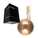 kit 6x Arandela Preta + LED 5W 3000K luminária Externa Parede Muro 2 Focos Frisos Fachos St327