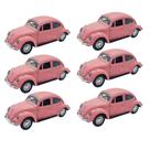 Kit 6x Carrinho de Coleção Fusca Rosa - AP TOYS