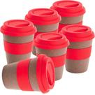Kit 6x Copo Fibra de Bambu 390ml Fiber TopGet Vermelho