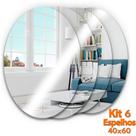 Kit 6x Espelhos Adesivo Oval Plástico Grande 40x60cm Decorativo