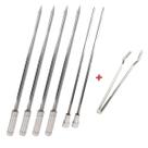 Kit 6x Espetos Inox 50cm Espada, Coração E Pegador De Carn
