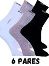 KIT 6x Pares Meia Cano Alto Algodão Adulto Unissex Sport 36-42