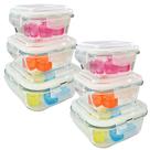Kit 6x Pote Marmita de Vidro Quadrado Hermético c/ Tampa e Trava 320ml 520ml e 800ml