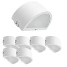 Kit 7 Arandela Meia Lua Alum Branca 1x8W Garden