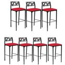 Kit 7 banquetas Luiza material sintético vermelho-Gat Magazine