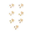 Kit 7 brincos rommanel banhado ouro 18k feminino solitário redondo colorido semaninha 527221