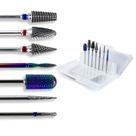 Kit 7 Brocas Tungstênio Diamantada + Caixa Suporte Unhas Gel