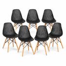 Kit 7 Cadeira Eames Eloisa Design Colmeia Preto Polipropileno