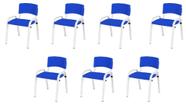 Kit 7 Cadeira Iso Infantil Creche, Escola Base Branco Azul