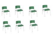 Kit 7 Cadeira Iso Infantil Creche, Escola Base Branco Verde Escuro
