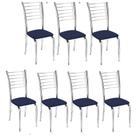 Kit 7 Cadeiras Iara Cromada Para Cozinha-material sintético Azul