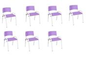 Kit 7 Cadeiras Infantil Iso, Escola, Base Branco- Lilas Kit 7 Cadeiras Infantil Iso, Escola, Base Branco- Lilas
