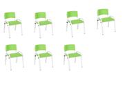 Kit 7 Cadeiras Infantil Iso, Escola, Base Branco- Verde Claro