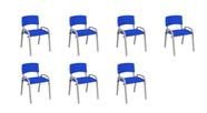 Kit 7 Cadeiras Infantil Iso, Escola, Base Cinza- Azul