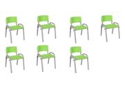 Kit 7 Cadeiras Infantil Iso, Escola, Base Cinza- Verde Claro