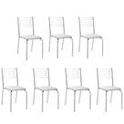 Kit 7 Cadeiras Nanda Cromada material sintético Branco