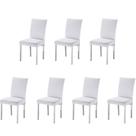 Kit 7 Cadeiras Para Sala De Jantar-Assento Sintético Branco