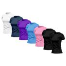 Kit 7 Camisas Feminina Manga Curta Dry Fit Basica Lisa Proteção Solar Uv