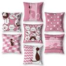 Kit 7 Capa de Almofada 40cm x 40cm Decorativas Estampadas Digital Coloridas Sala Sofá Quarto