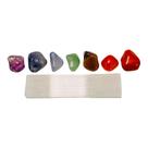 Kit 7 Chakras Barra Selenita, Pedras Roladas - Equilíbrio