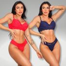 kit 7 Conjuntos Calcinha e Sutiã Fio Duplo Renda Premium